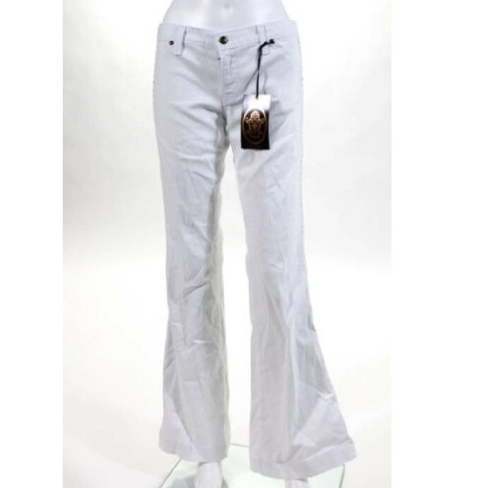 Anlo Stylish White Flare Leg Jeans with Braided Sides 24 TALL ~ DISCONTINUED